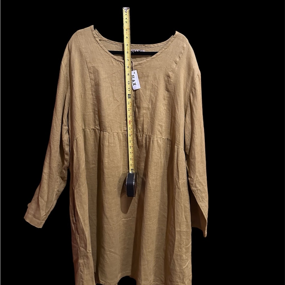 FLAX NWT Corozo Collection heavier weight Linen Mustard Colored Dress Size 1G - Picture 14 of 14